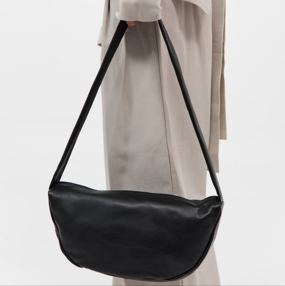 St. Agni Soft Crescent Bag in Black Leather